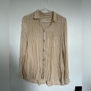 American Eagle Outfitters Mustard Striped Button Down Shirt